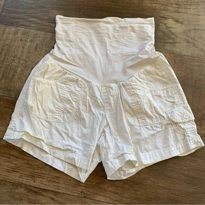 White Motherhood Maternity full panel shorts